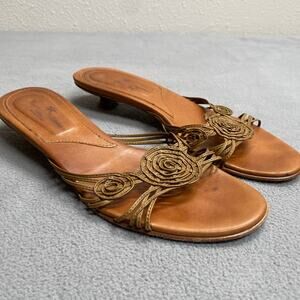Tommy Bahama Kitten Heel Strappy Open Toe Mule Kitten Heel Sandal 9 Y2K Princess